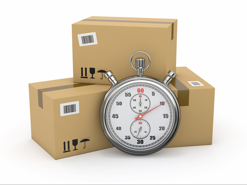 Express delivery. Stopwatch and packages